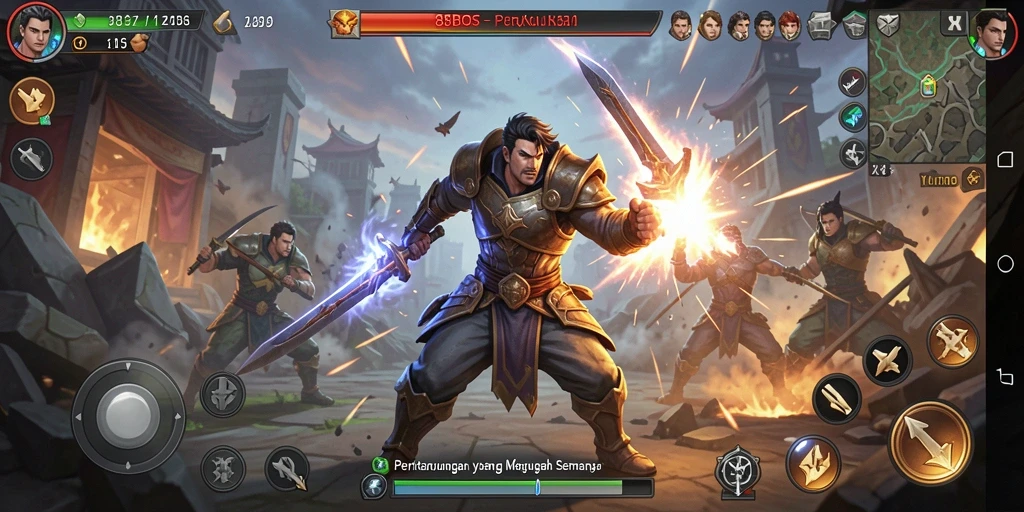 Tampilan gameplay 88BOS dengan pertarungan yang seru dan dinamis.