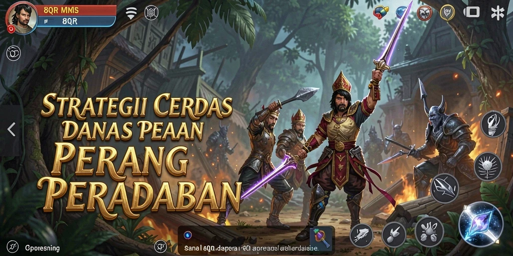 Screenshot gameplay 8QR menampilkan pertempuran strategis yang mendebarkan.