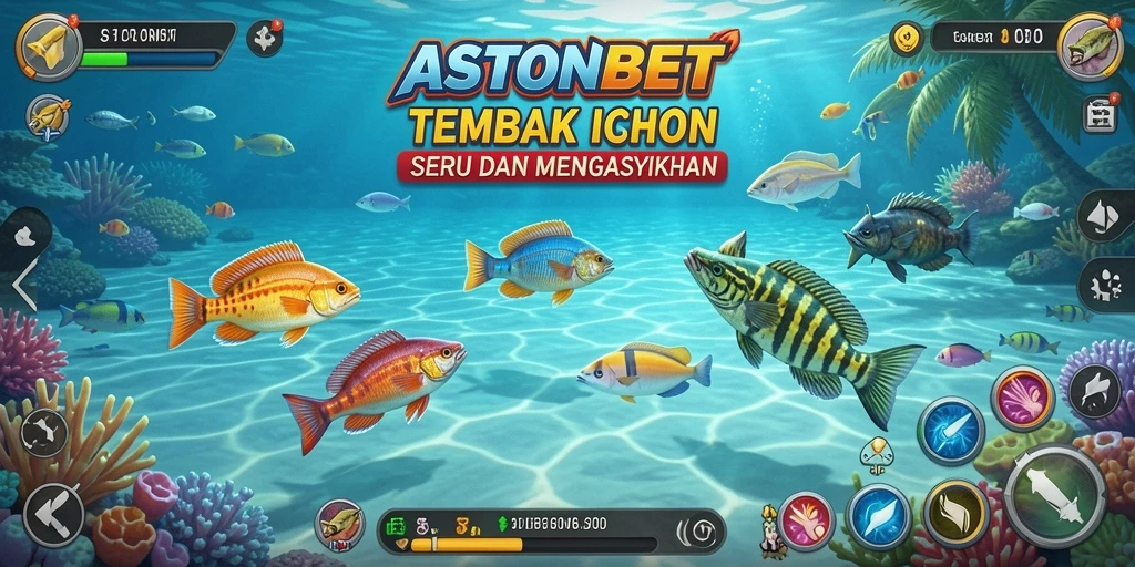 Screenshot utama ASTONBET menampilkan serunya gameplay Tembak Ikan.