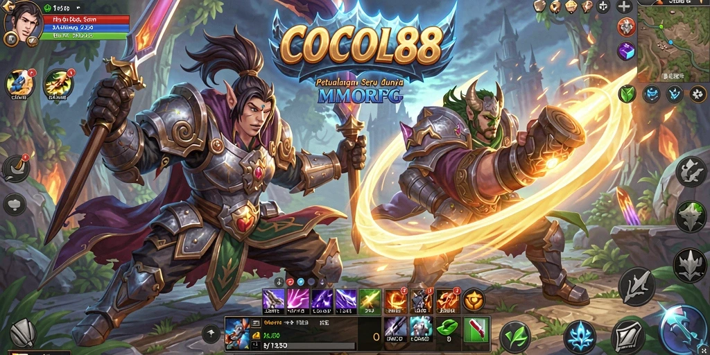 Screenshot gameplay COCOL88 yang menampilkan pertarungan seru dalam MMORPG.