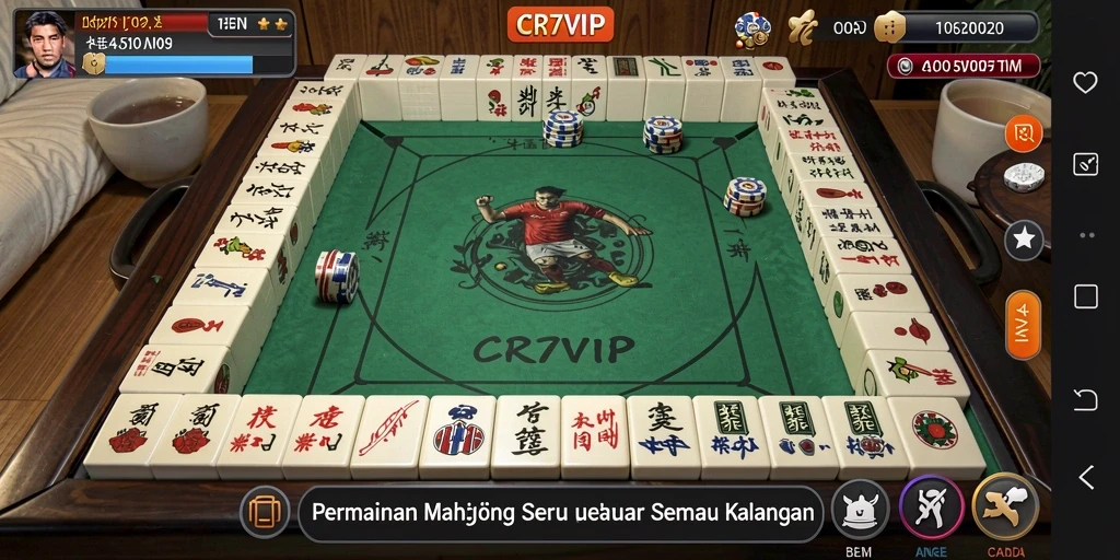 Tampilan gameplay seru CR7VIP dalam permainan Mahjong.
