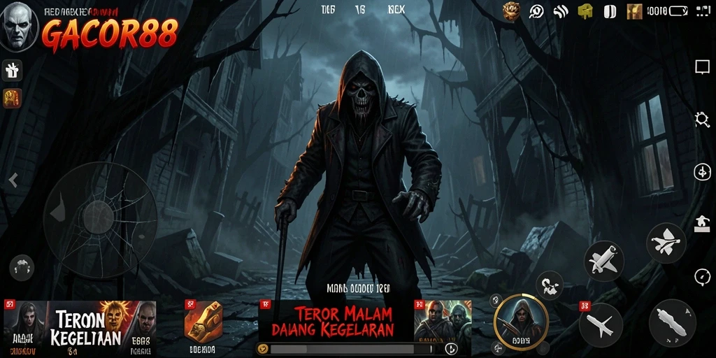 Screenshot gameplay GACOR88 yang menampakkan suasana Horror yang menegangkan.