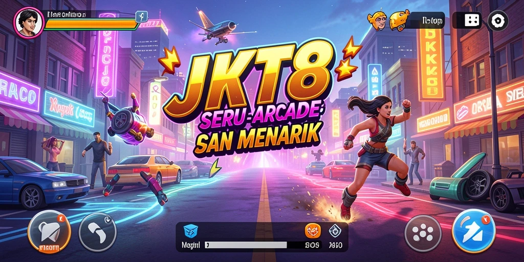 Screenshot gameplay JKT8 yang menunjukkan aksi seru di dalam game Arcade.