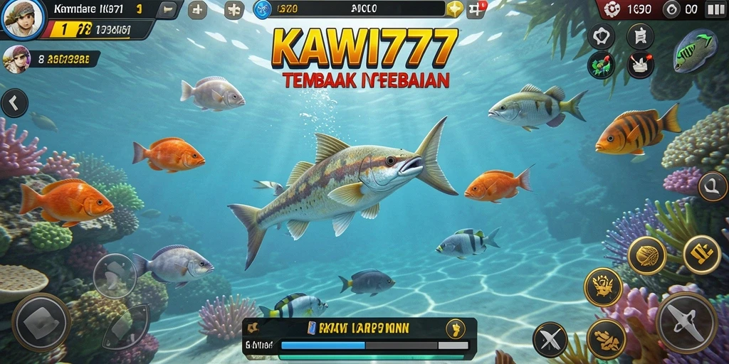 Tampilan screenshot KAWI777 dalam aksi menembak ikan.
