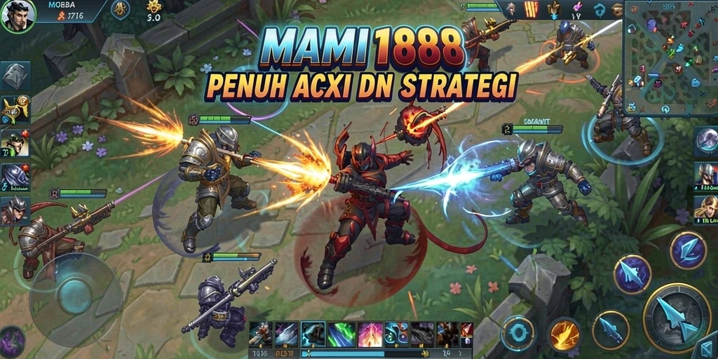 Screenshot MAMI188 yang menampilkan aksi seru dalam pertempuran MOBA.