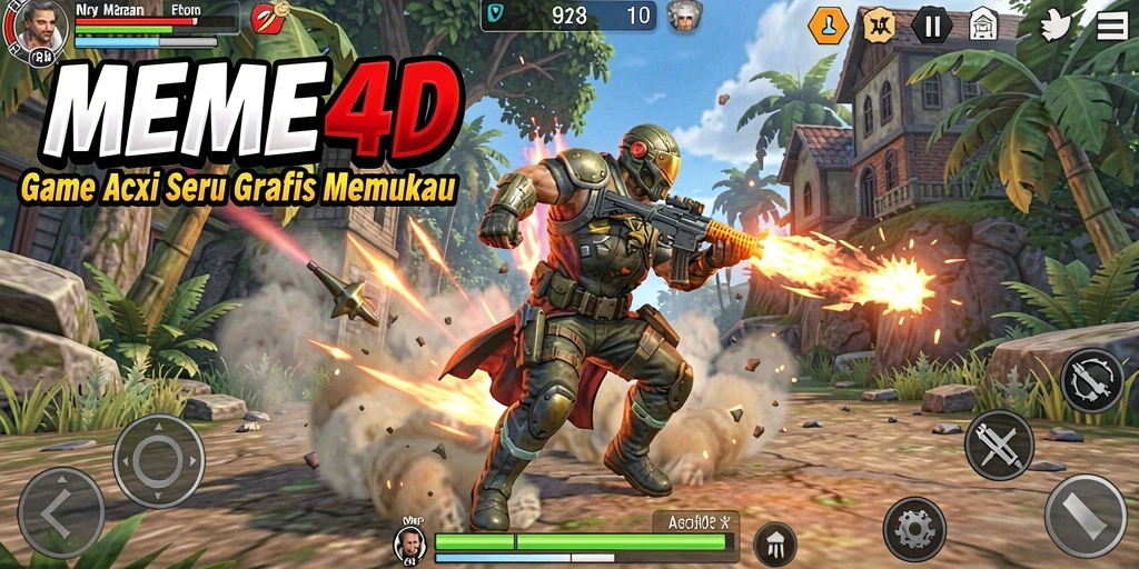 Screenshot menunjukkan aksi seru dalam pertarungan di MEME4D.