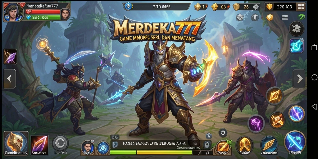Tampilan gameplay seru dalam MERDEKA777 dengan pertempuran menegangkan.