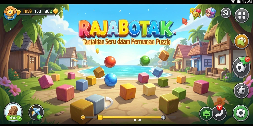 Screenshot gameplay RAJABOTAK menunjukkan tantangan puzzle yang seru.