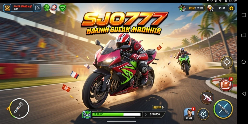 Tampilan gameplay SJO777 yang mendebarkan dalam balapan motor.