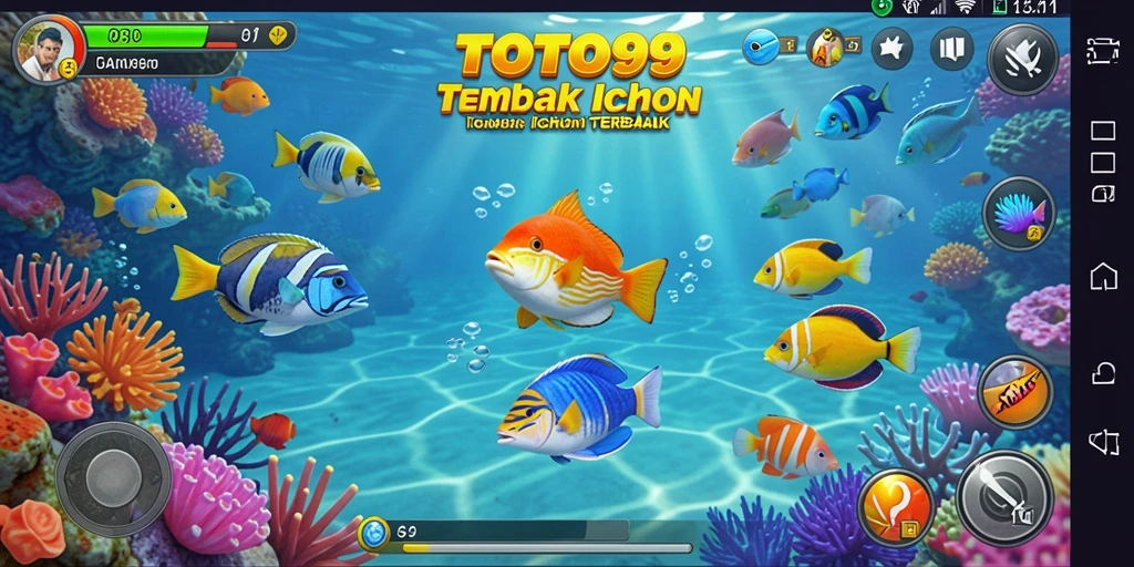 Screenshot gameplay TOTO99 dengan aksi menembak ikan.