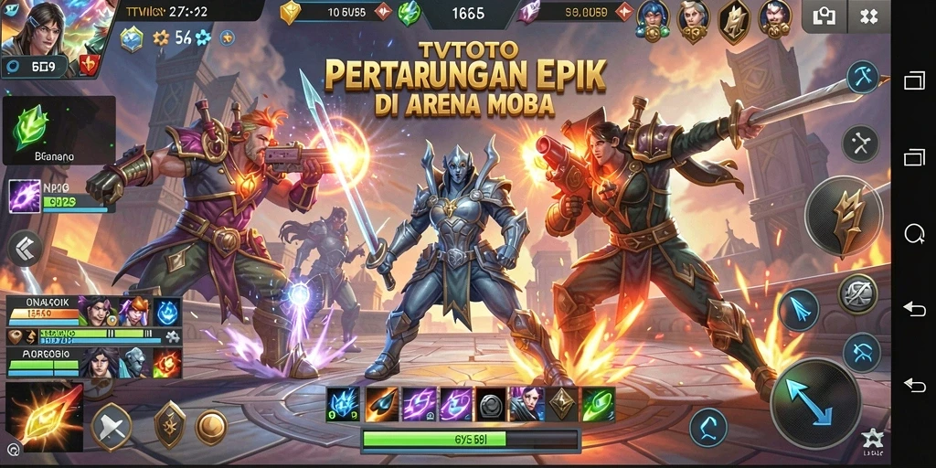 Tangkapan layar utama TVTOTO dengan aksi pertarungan seru.