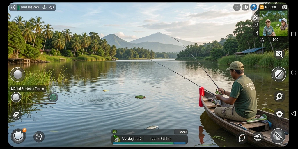 Screenshot gameplay V07 menunjukkan pengalaman memancing yang seru dan menantang.